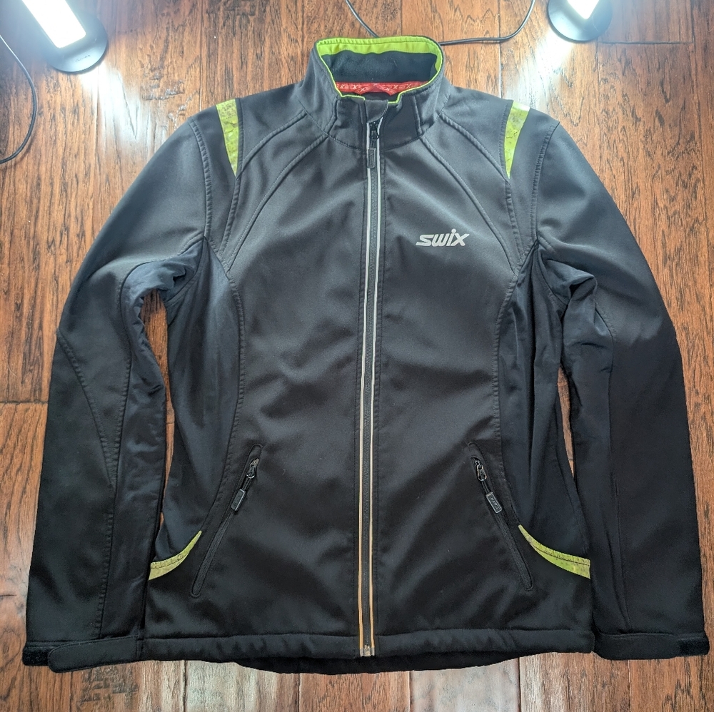 Swix Men's Black and Green Fleece Lined Jacket Size Medium